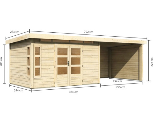 Dimensions d''un abri de jardin en bois avec annexe