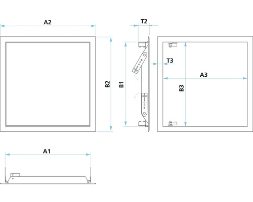 Schéma technique d''une trappe de visite avec indication des dimensions