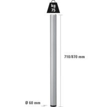 Tarrox Tischbein rund 87 cm Ø60 mm höhenverstellbar , silber