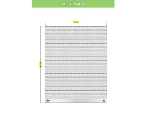 Système Mini volet roulant avec des dimensions de 90 sur 70 centimètres