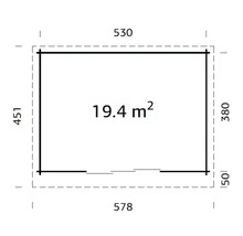 Abri de jardin Palmako Lea 19.4 m² porte coulissante verre de sécurité avec plancher 578 x 451 cm imprégné par immersion
