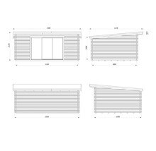Abri de jardin Palmako Lea 19.4 m² porte coulissante verre de sécurité avec plancher 578 x 451 cm imprégné par immersion