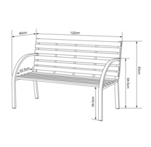 Schéma technique d''un banc de jardin avec dimensions