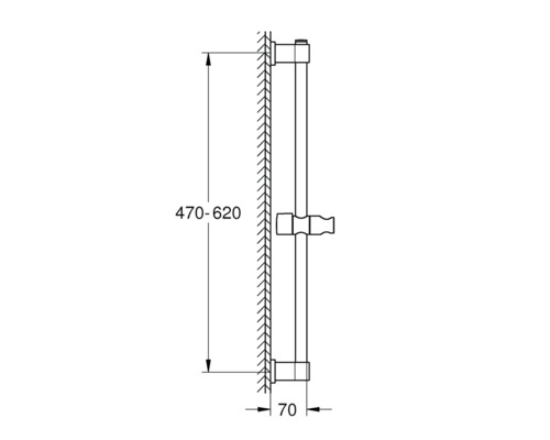 Dessin technique d''une barre de douche avec indication des dimensions