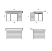 Abri de jardin Palmako Andrea 11,2 m² Slide avec plancher 434 x 402 cm gris