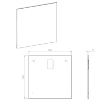 Technische Zeichnung einer Duschwand, 800x800x19 Millimeter