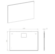 Technische Zeichnung eines Spiegels mit den Maßen 1200 x 800 x 19 Millimeter.