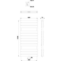 Radiateur design Rotheigner STRIPE 1240 x 600 mm blanc raccordement en bas au centre