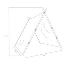 Dimensions d''une tente de jeux avec une hauteur de 107 cm, une largeur de 106 cm et une profondeur de 123 cm.