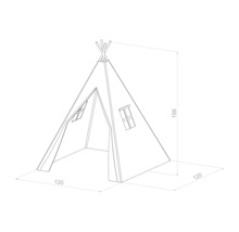 Illustration d''un tipi avec indications de taille