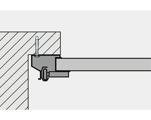 Schéma d''installation d''une tringle à rideaux avec fixation au mur
