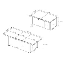 Schéma technique d''une table de jardin extensible avec dimensions