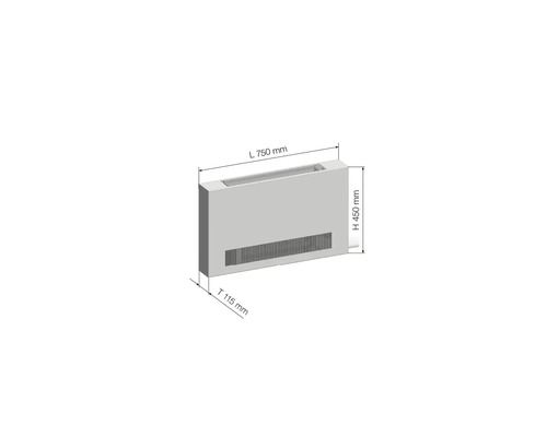 Dimensions d''un radiateur : 750 mm de longueur, 450 mm de hauteur, 115 mm de profondeur