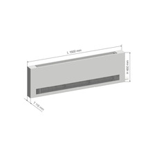Heizkörperverkleidung mit den Maßen 1500 mm Länge, 450 mm Höhe und 115 mm Tiefe.