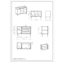 Schéma technique d''un meuble sous-vasque avec dimensions