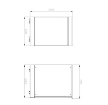 Schéma technique d''un boîtier avec indications de dimensions.