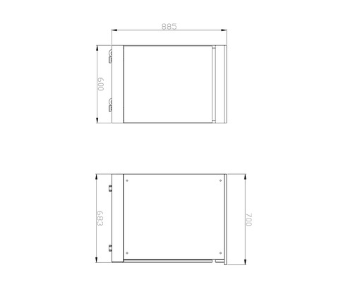 Schéma technique d''un boîtier avec indications de dimensions.