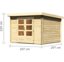 Abri de jardin Karibu Zelda 5 avec kit de végétalisation de toiture 297 x 297 cm naturel
