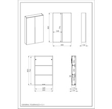 Dessin technique d''une armoire de toilette avec dimensions