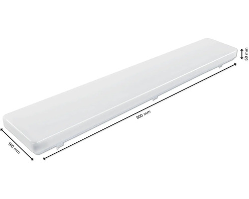 LED-Feuchtraumleuchte mit den Maßen 900 mm x 160 mm x 50 mm