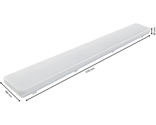 LED-Feuchtraumleuchte mit den Maßen 1170 mm x 160 mm x 50 mm