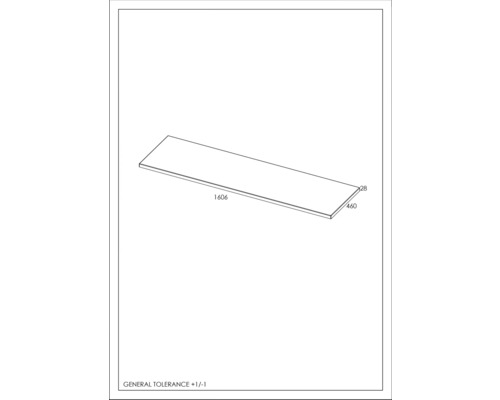 Technische Zeichnung einer Platte mit Maßangaben