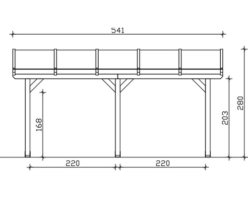 Technische Zeichnung einer Holzterrasse mit Maßen