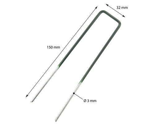 Clou de jardin avec des dimensions de 150 mm de longueur, 32 mm de largeur et 3 mm de diamètre