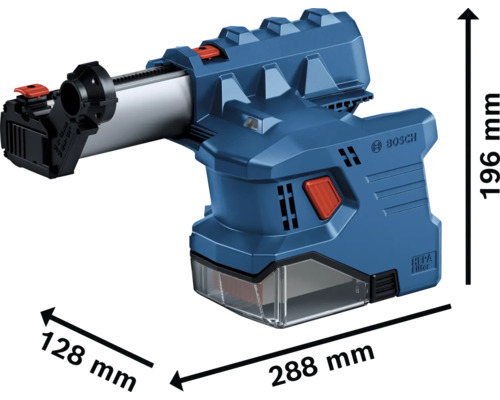 Aspiration de poussière Bosch avec dimensions.