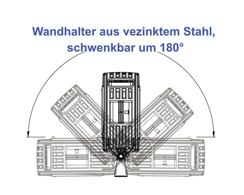 Wandhalter aus verzinktem Stahl, schwenkbar um 180 Grad