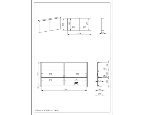Schéma technique d''une armoire de toilette avec indications de dimensions
