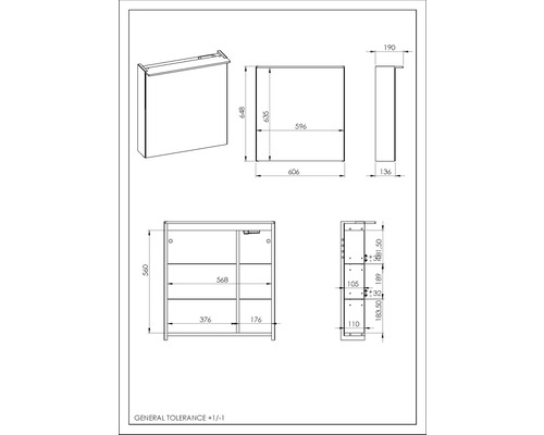 Dessin technique d''un meuble de salle de bain avec dimensions