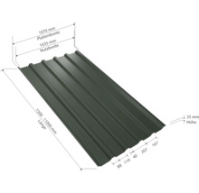 PRECIT Trapezplatte für Dach mit Antikondensationsvlies W35LV Nadelgrün RAL 6020 Fix-Breite 1070 mm x Stärke 0,75 mm (Meterware ab 150 bis max. 900 cm)