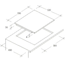 Schéma technique d''une plaque de cuisson avec dimensions.