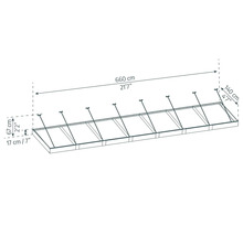 Auvent rectangulaire PALRAM-Canopia Sophia XL Opal 6600x1400x170 mm alu revêtu par poudre gris RAL 7016