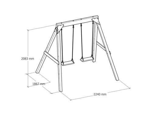 Abbildung eines Schaukelgestells mit Maßangaben