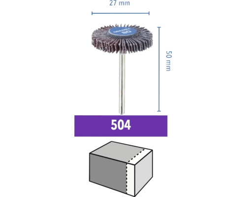 Roue de polissage Dremel 504 de 27 millimètres de diamètre et 50 millimètres de long pour travaux de ponçage
