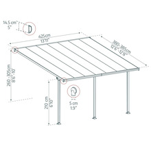 Toiture pour terrasse CANOPIA by Palram Feria 4x4.2 425 x 380 cm anthracite