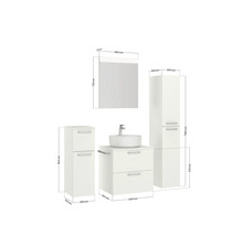 Badmöbel-Set NOBILIA Modern BxHxT 140 x 169,1 x 49 cm Frontfarbe weiß mit Spiegel mit LED-Beleuchtung Unterschrank Midischrank Griff schwarz 616