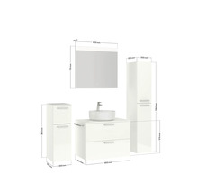 Badmöbel-Set NOBILIA Modern BxHxT 160 x 169,1 x 49 cm Frontfarbe weiß hochglanz mit Spiegel mit LED-Beleuchtung Unterschrank Midischrank Griff chrom matt 675