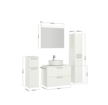 Badmöbel-Set NOBILIA Modern BxHxT 160 x 169,1 x 49 cm Frontfarbe weiß mit Spiegel mit LED-Beleuchtung Unterschrank Midischrank Griff schwarz 672