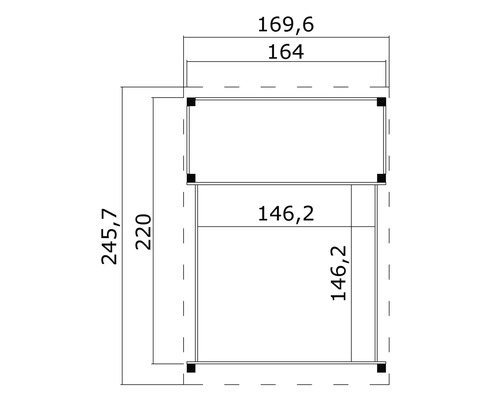 Dessin technique avec les dimensions d''un meuble.