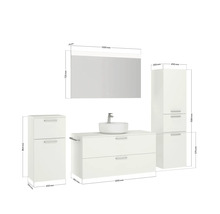 Badmöbel-Set NOBILIA Modern BxHxT 200 x 169,1 x 49 cm Frontfarbe weiß mit Spiegel mit LED-Beleuchtung Unterschrank Midischrank Griff schwarz 784