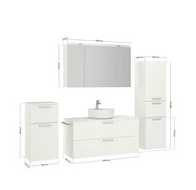 Badmöbel-Set NOBILIA Modern BxHxT 200 x 169,1 x 49 cm Frontfarbe weiß mit Spiegelschrank mit LED-Beleuchtung Unterschrank Midischrank Griff schwarz 792