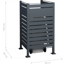 Abfalltonnenbox aus Aluminium, 90 x 90 x 150 cm