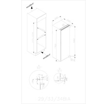 Schéma technique d''un réfrigérateur avec dimensions