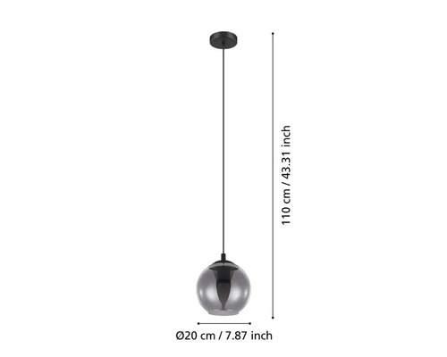 Suspension avec abat-jour rond et une longueur de 110 cm