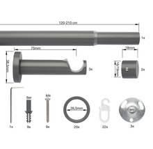 Kit de tringle à rideaux avec accessoires