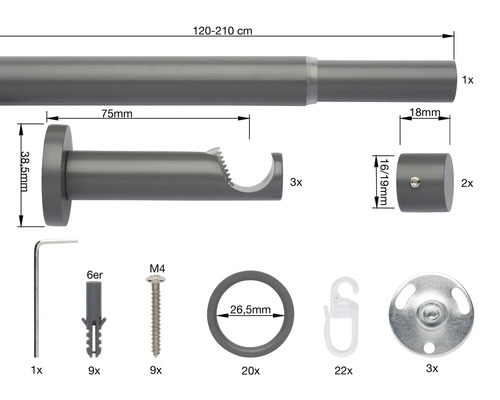 Kit de tringle à rideaux avec accessoires