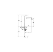 Schéma technique d''un robinet de lavabo avec dimensions